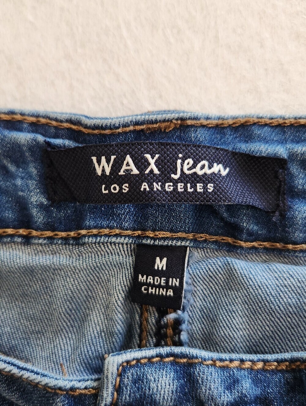 Wax Jean Distressed Blue Denim Mini Skirt Size Medium - Picture 2 of 6